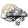 Mostly cloudy, snow 